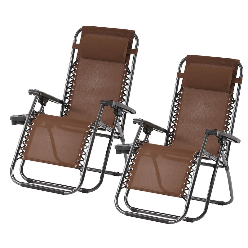 Trappers Peak Adjustable Zero-Gravity Folding Chairs, Set of 2, Brown (Used)