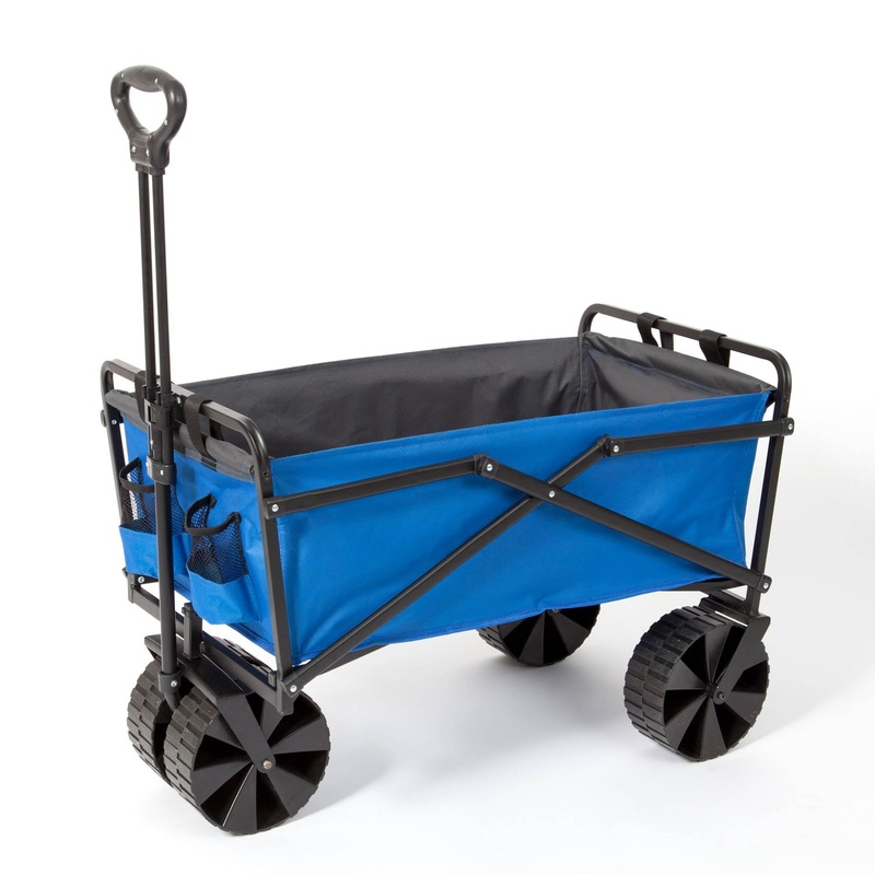 Seina Powder Coated Steel Collapsible Cart Beach Wagon, Blue & Grey (Open Box)