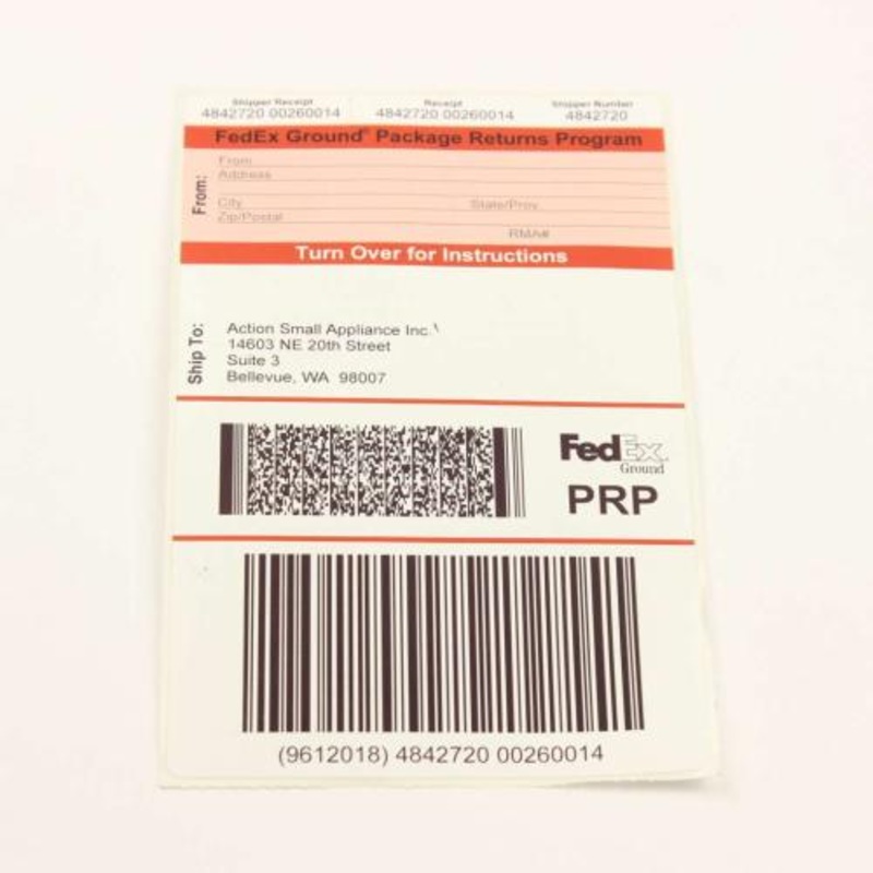 Delonghi Return Service Label – Prp-Belleview