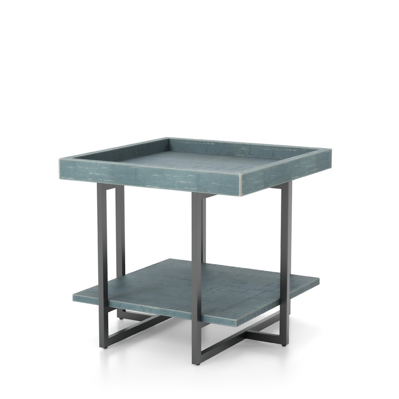 Humere Tray Top End Table in Antique Blue