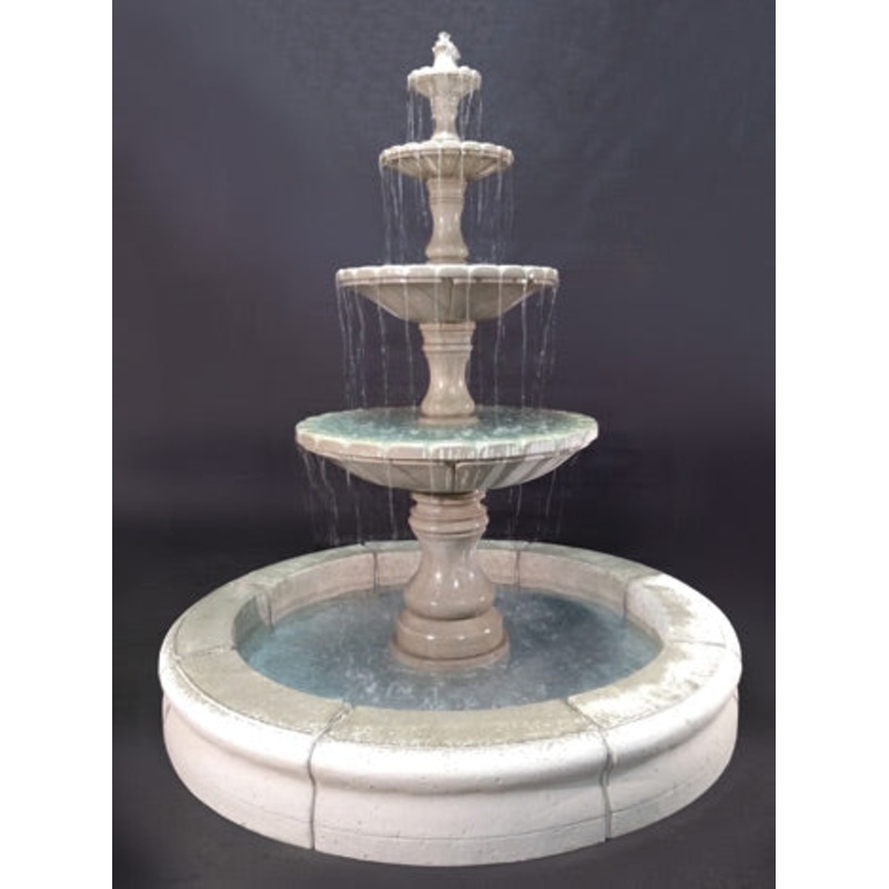 Monaco 4-Tier Outdoor Fountain with Fiore Pond