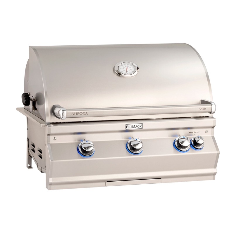 Fire Magic Aurora A540i 30-Inch Natural Gas Built-In Grill w/ 1 Sear Burner, Backburner, Rotisserie Kit and Analog Thermometer – A540I-8LAN fm-aurora-builtin-master