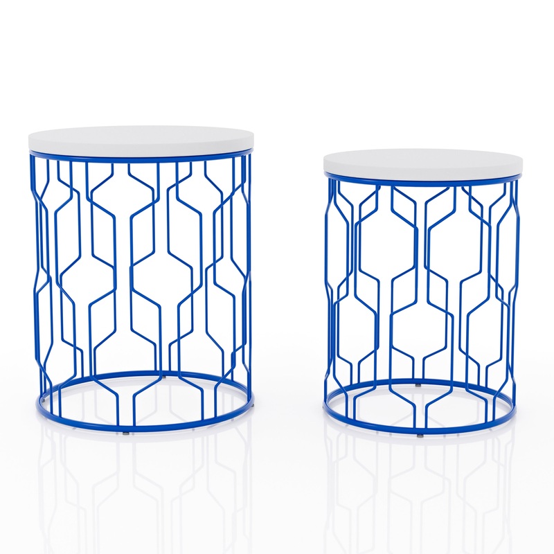 Vereira 2-Piece Nesting Tables in Blue Coating