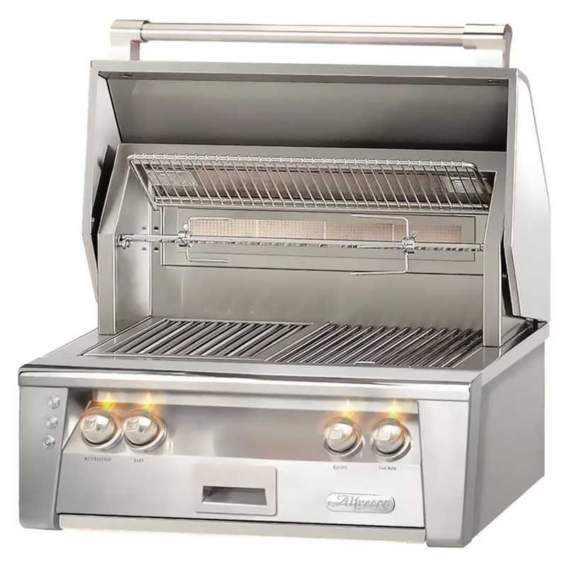 Alfresco 30-Inch Built-in Stainless Steel Gas Grill w/ Rotisserie Propane