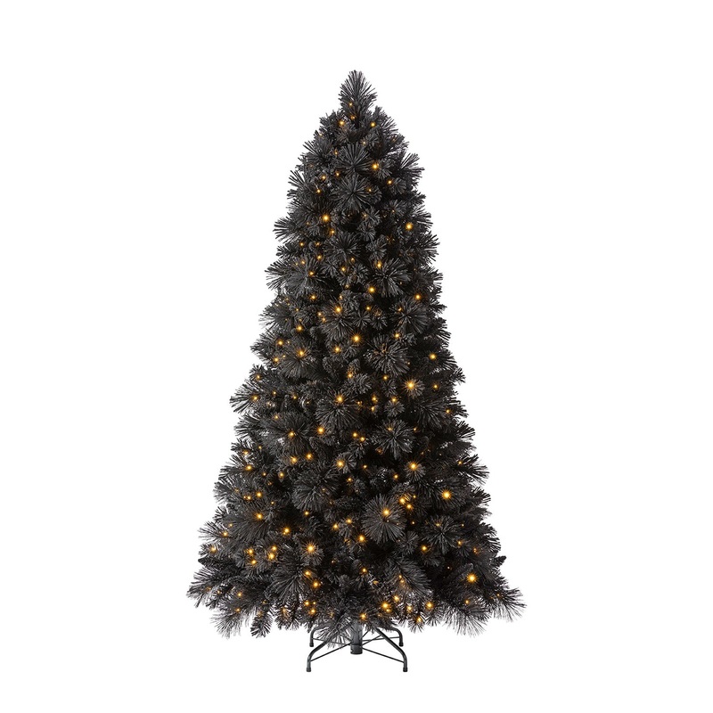 6.5′ Prelit Snowdrift Flocked Christmas Tree 500 Clear LEDs, Black (Used)