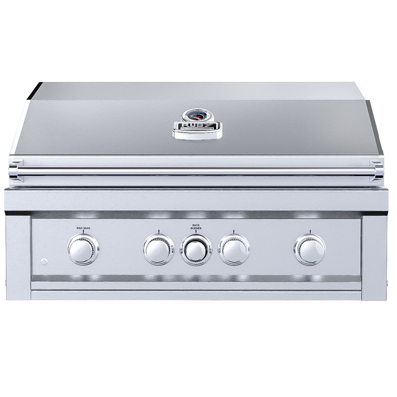 Sunstone Ruby Series 36-Inch 4-Burner Built-In Gas Grill with Pro-Sear, LED Lights, IR Burner & Rotisserie Kit Liquid Propane