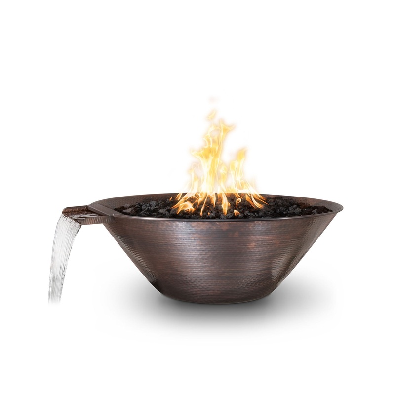 The Outdoor Plus – Remi Hammered Copper Round Fire & Water Bowl 31″ Match Lit Natural Gas