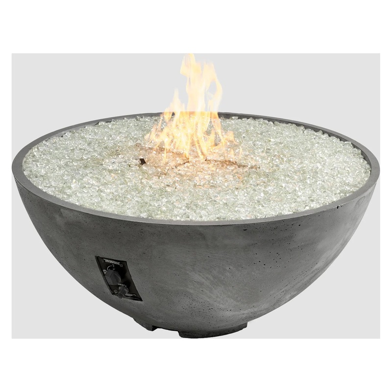 Outdoor Greatroom – 42 Width – Cove Edge Concrete Midnight Mist Round Gas Fire Pit Bowl – Direct Spark Ignition – NG