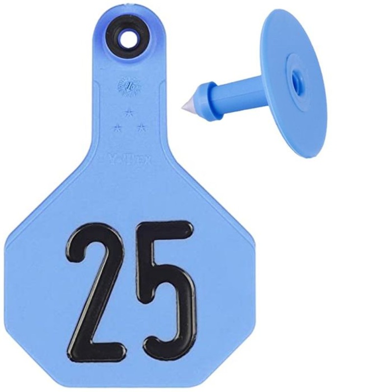 Y-Tex Numbered Cattle Id Ear Tags (Medium) 25 count 1 – 25 Blue
