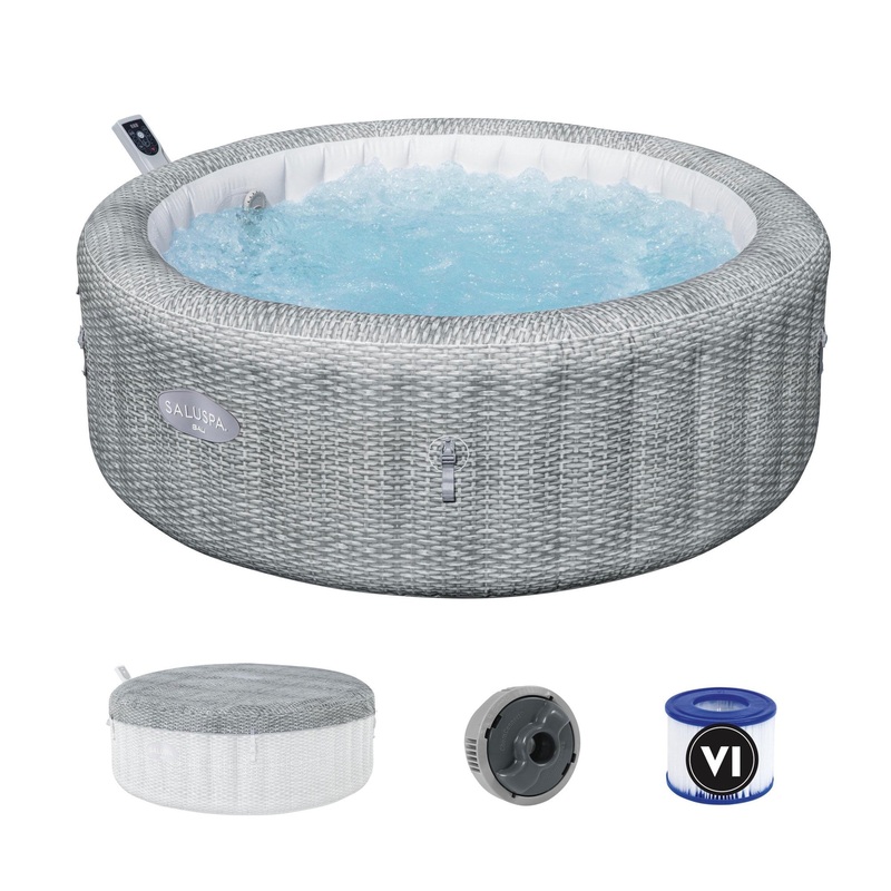 Bestway Bali Smart AirJet Inflatable Spa w/ EnergySense Cover, Gray (Open Box)