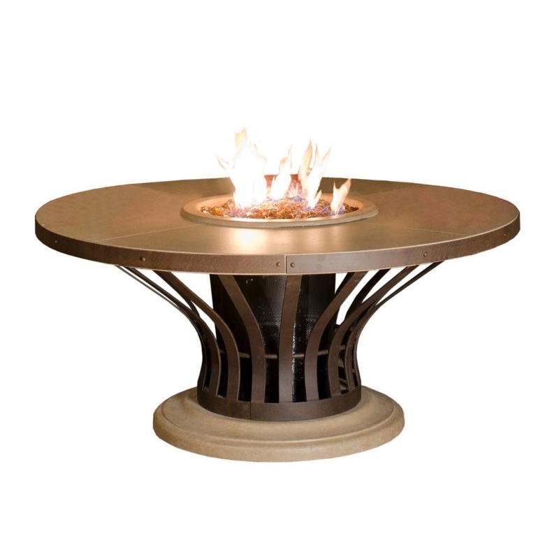 American Fyre Designs Fiesta 54-Inch Round Gas Fire Pit Table Propane White Aspen