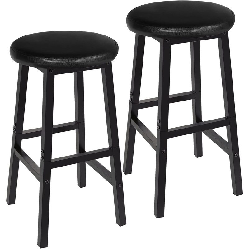 24 Inch PU Upholstered Bar Stools Set with Footrest