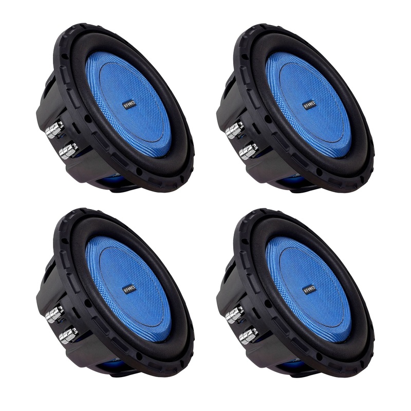 Hifonics 4 Pack ELITE 8 Shallow Subwoofer, Dual Voice Coil Audio Speaker, 500W