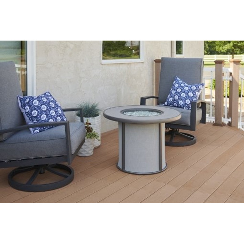 The Outdoor GreatRoom Company Stonefire 32-Inch Round Gas Fire Pit Table with 16-Inch Crystal Fire Burner – Ships As Propane With Conversion Fittings – Grey – SF-32-GRY-K