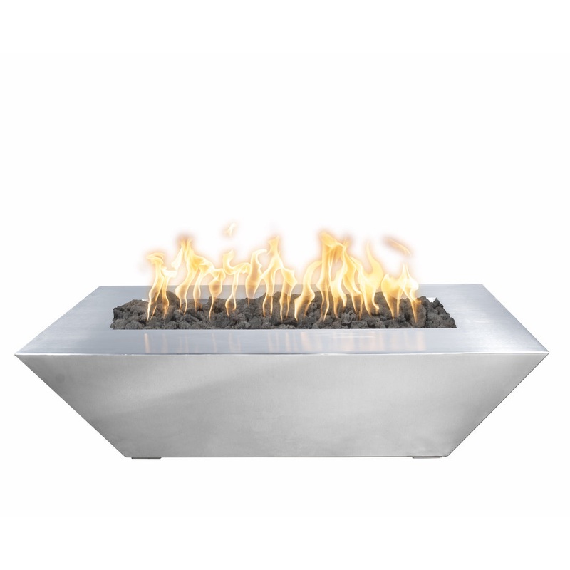 The Outdoor Plus – 48″ x 20″ Linear Maya Stainless Steel Fire Bowl – NG, LP – OPT-4820MSSFO Match Lit