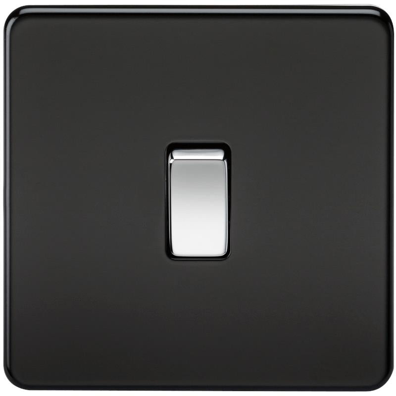 10A 1G 230V Screwless Matt Black Intermediate Switch Wall Plate