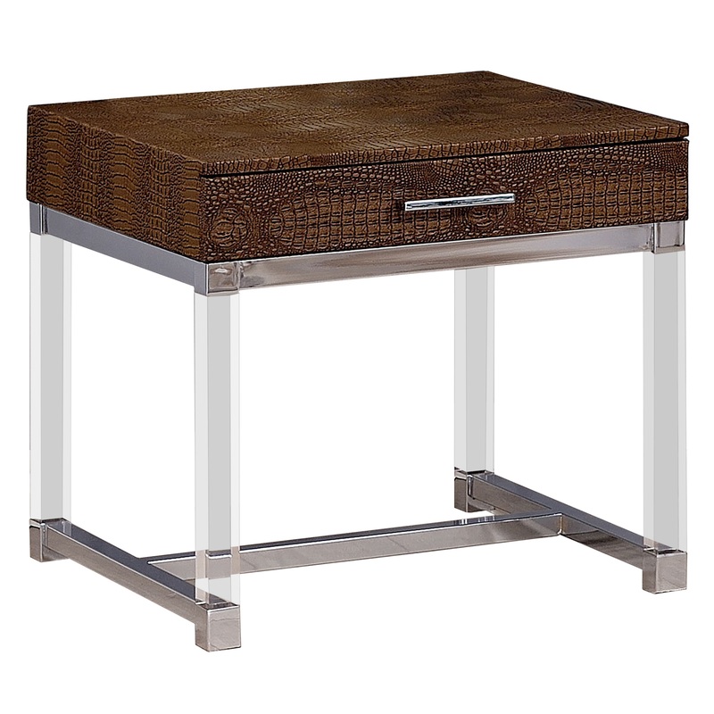 Dundy Contemporary 1-Drawer End Table in Brown