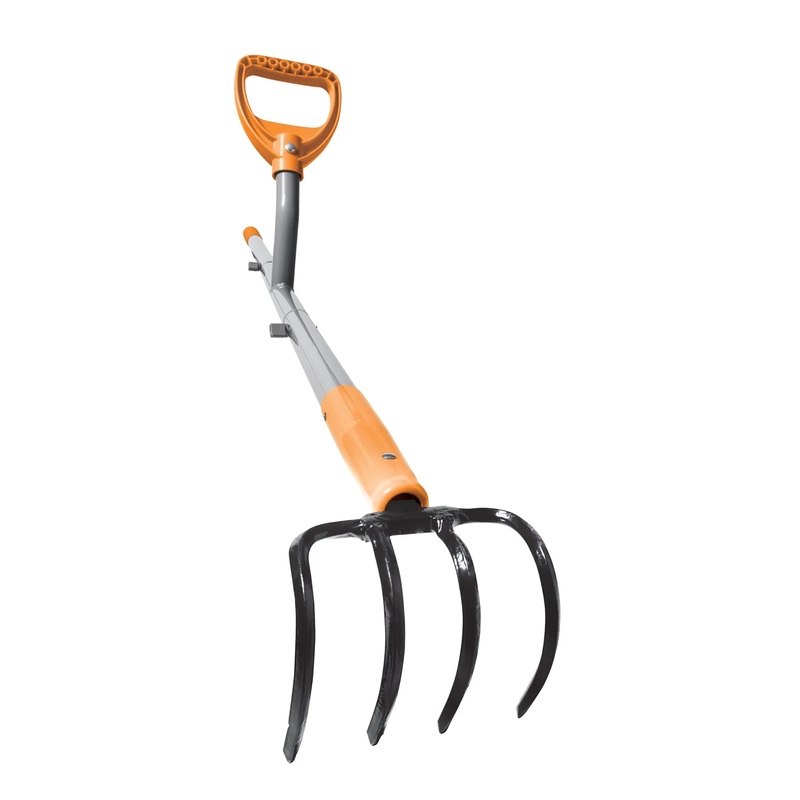 ErgieShovel 54″ Ergonomic Cultivator, 4-Tine Garden Tool, D-Grip Handle, CLTV45