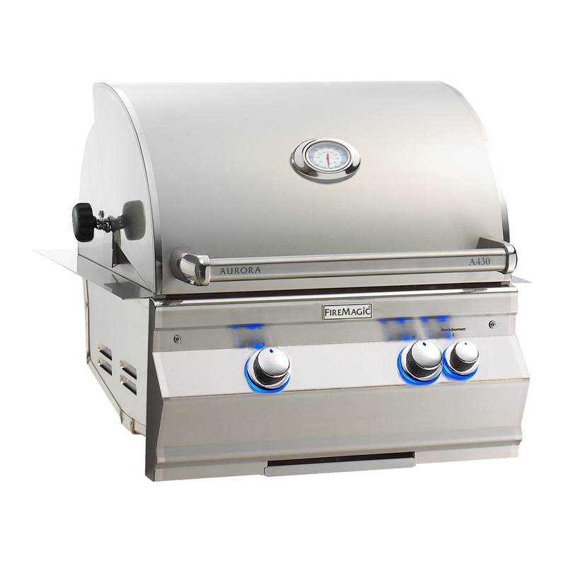 Fire Magic Aurora A430i 24-Inch Propane Gas Built-In Grill w/ Backburner, Rotisserie Kit and Analog Thermometer – A430I-8EAP fm-aurora-builtin-master