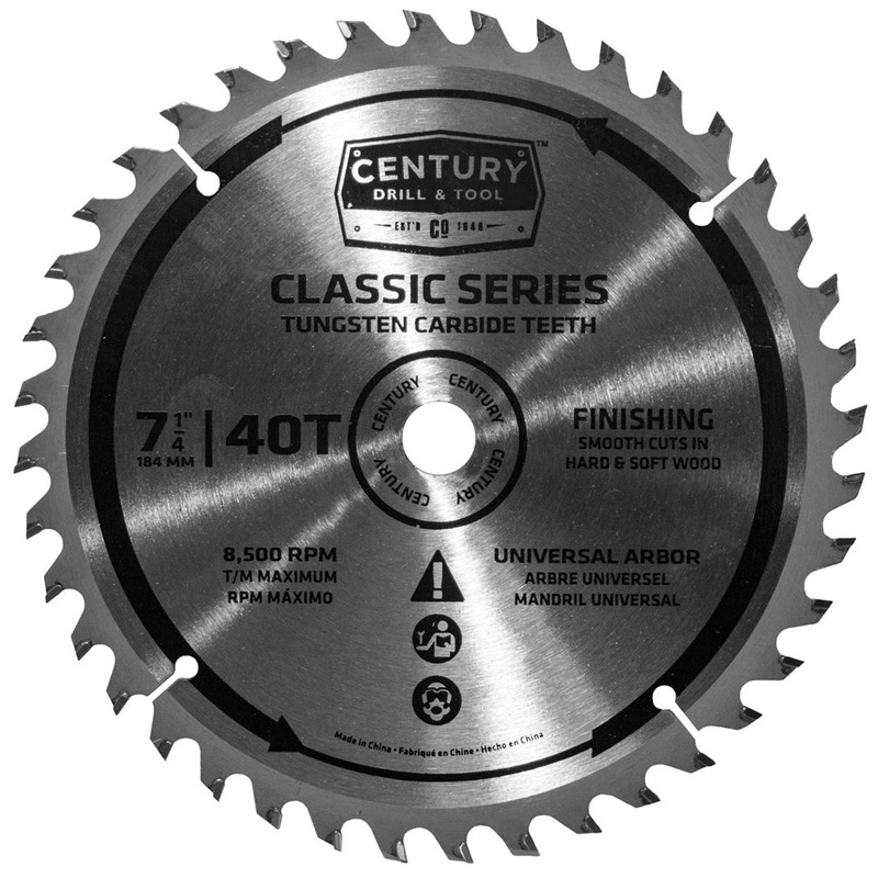 Century Drill And Tool Classic Series Circular Saw Blade 7-1/4 X 40t X Universal Arbor Finishing (09208)