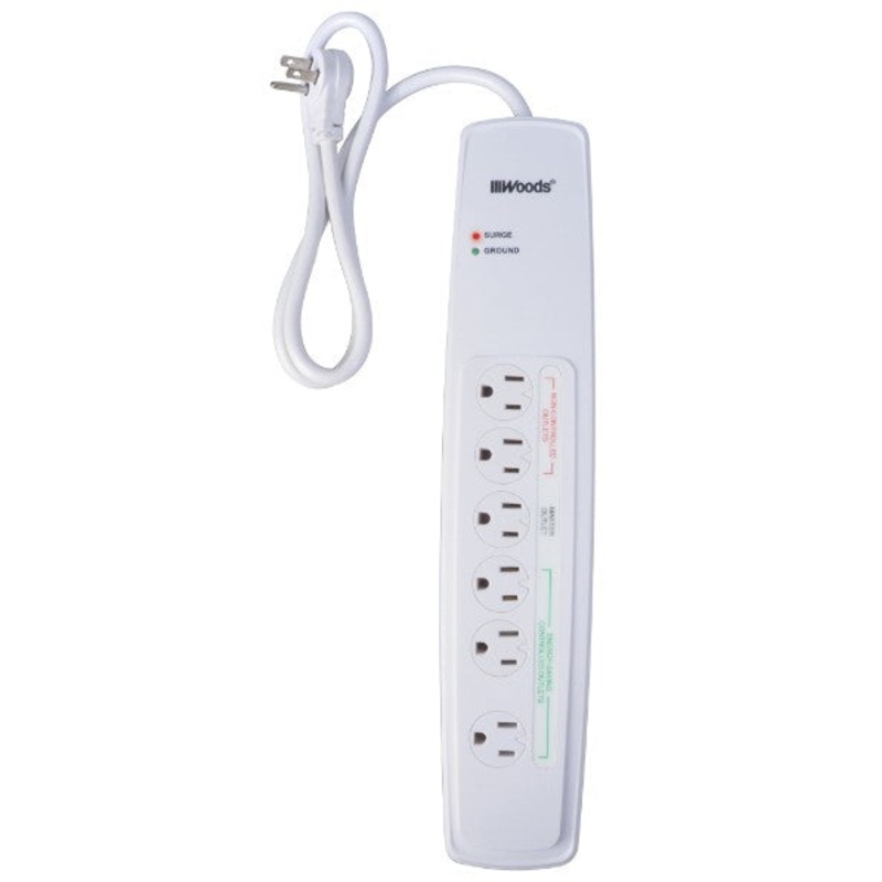 Woods 6-Outlet Surge Strip With 3′ Cord 1780 Joules