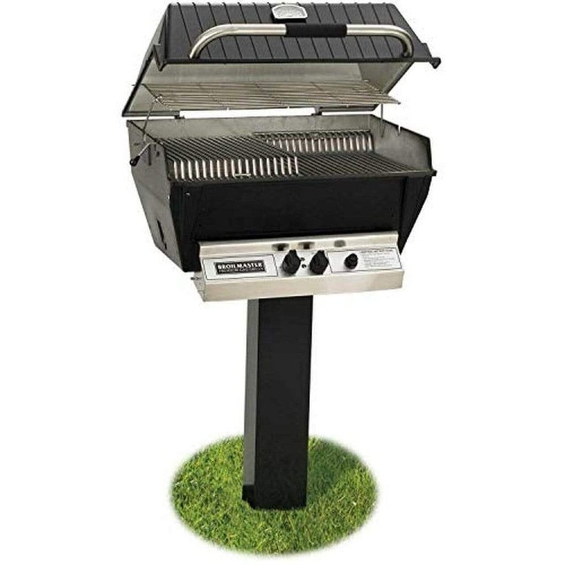 Broilmaster P3X Premium Propane Grill with 48″ Black Painted Steel In-Ground Post and Bowtie Burner
