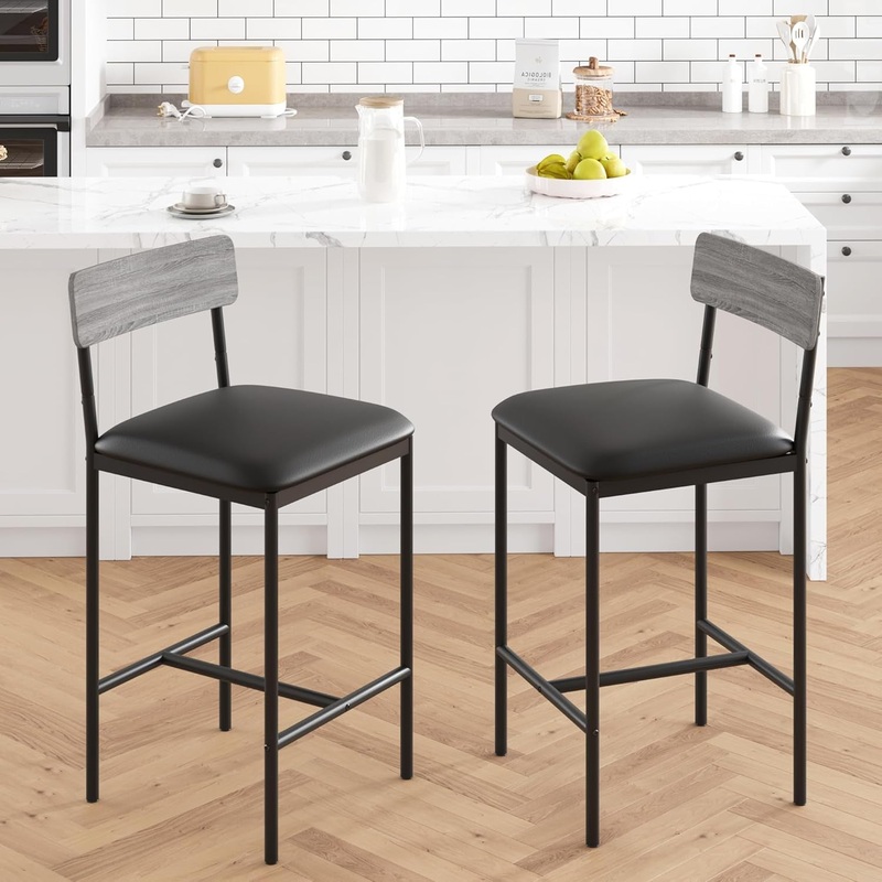 Rustic Gray Upholstered Counter Height Bar Stools (2) Rustic Gray 2 Upholstered Bar Stools