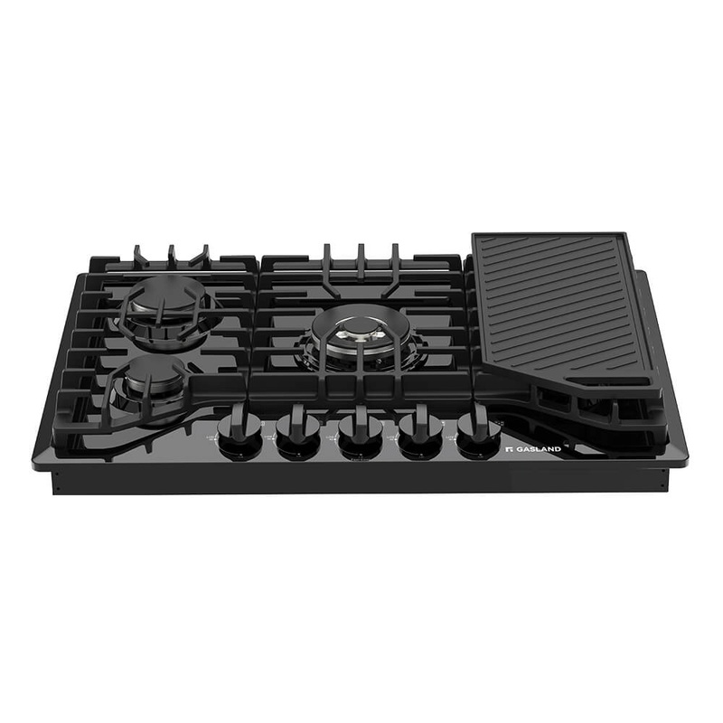 GASLAND 30″ 5 Burner Black Enamel Gas Cooktop with Griddle
