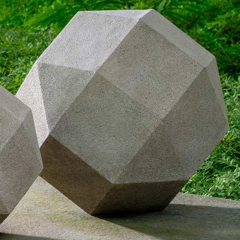 12.5″ Polyhedron | Cast Stone Garden Sphere