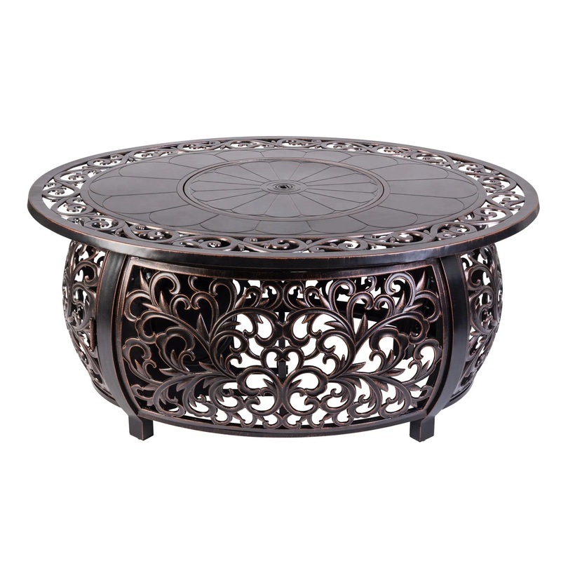 Toulon 48″ Oval Filigree Aluminum Convertible Gas Fire Pit Table