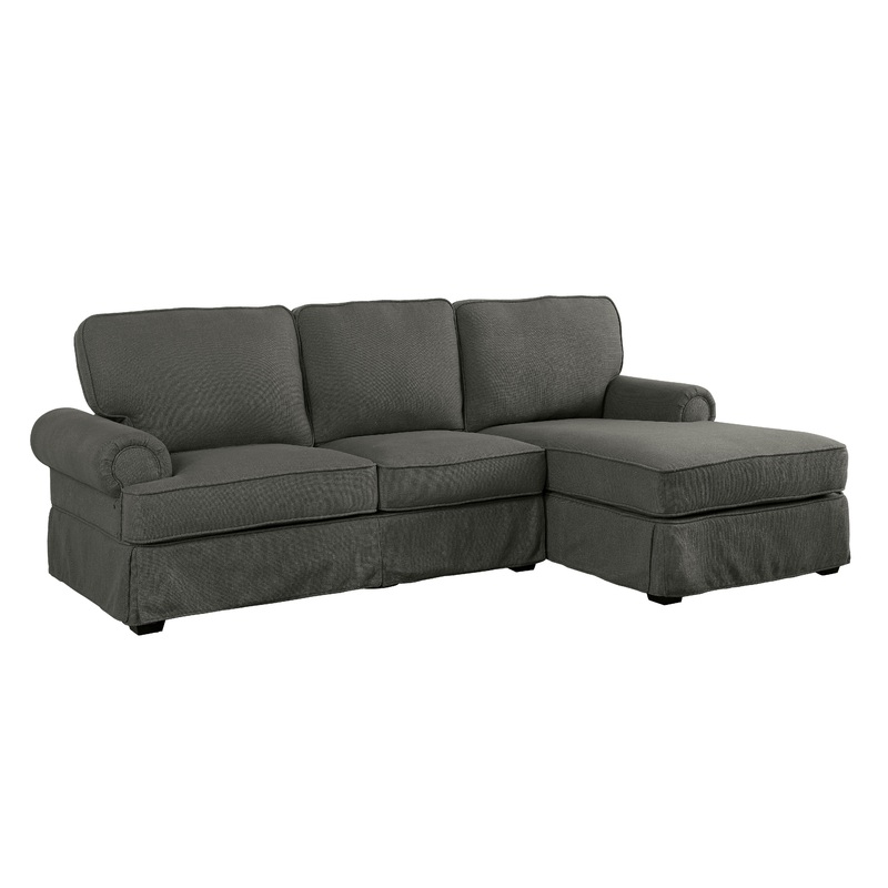 Lecter Transitional Fabric L-Shape Sectional in Gray