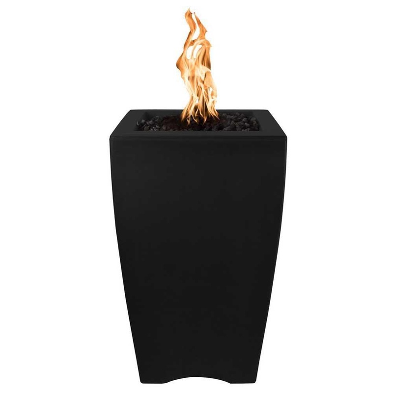Top Fires Baston Pillar 20-Inch Pillar GFRC Gas Fire Pit – Match Lit Liquid Propane With Door Black