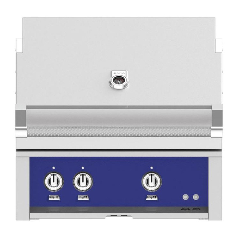 Hestan 30-Inch Natural Gas Built-In Grill – 2 Trellis w/ Rotisserie in Blue – GABR30-NG-BU hestan-30builtingrills-master