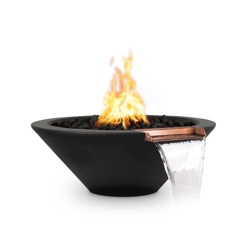Top Fires Cazo 24-Inch Round Concrete Gas Fire and Water Bowl – Match Lit (OPT-24RFW) Liquid Propane Black
