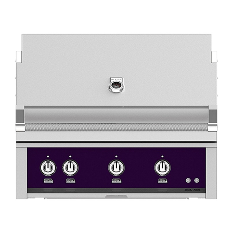 Hestan 36-Inch Natural Gas Built-In Grill, 1 Sear – 2 Trellis w/Rotisserie in Purple – GMBR36-NG-PP hestan-36builtingrills-master