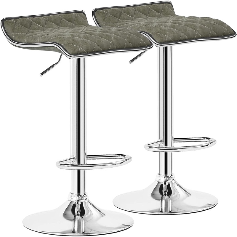 Adjustable Bar Stools Set of 2, Bar Height Stools for Kitchen Counter Dark Green Classic Retro