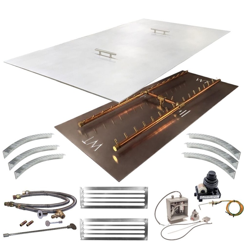Ultimate Crossfire Bundle: Warming Trends Crossfire CFBH H-Style Brass Burner Bundle 120K BTU 18 x 6.75-Inch with WATERSTOP Natural Gas