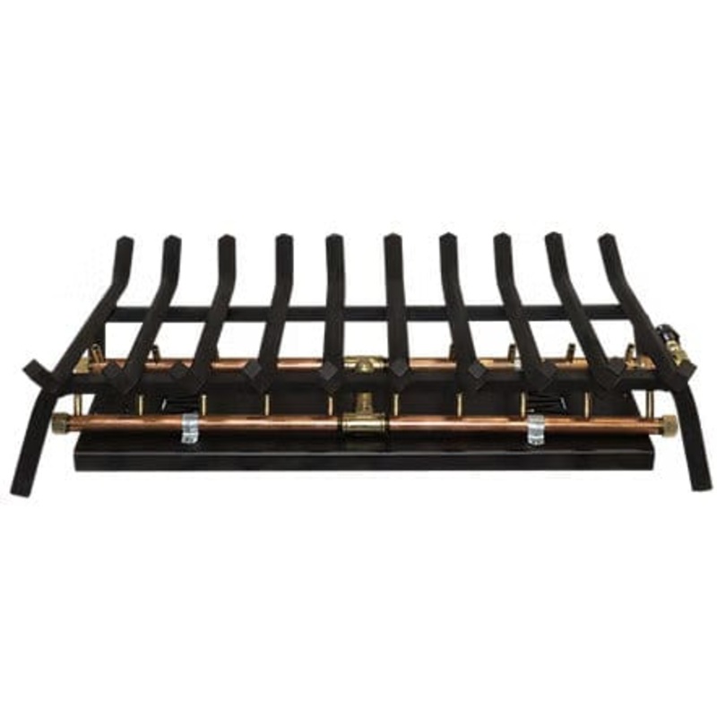 Warming Trends Outdoor Fireplace Kit For 48-Inch Opening With 240K BTU H-Style Crossfire Brass Burner Natural Gas Push Button Spark Ignition