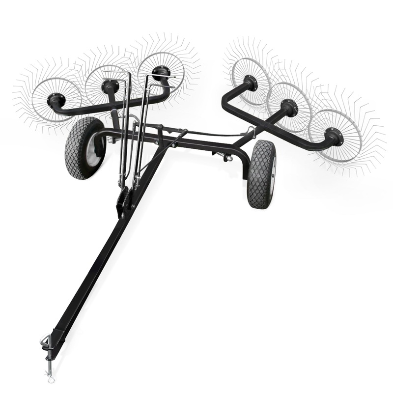 Yard Tuff 60 Steel Tow Behind Acreage Rake Lawn Sweeper with Pin Style Hitch