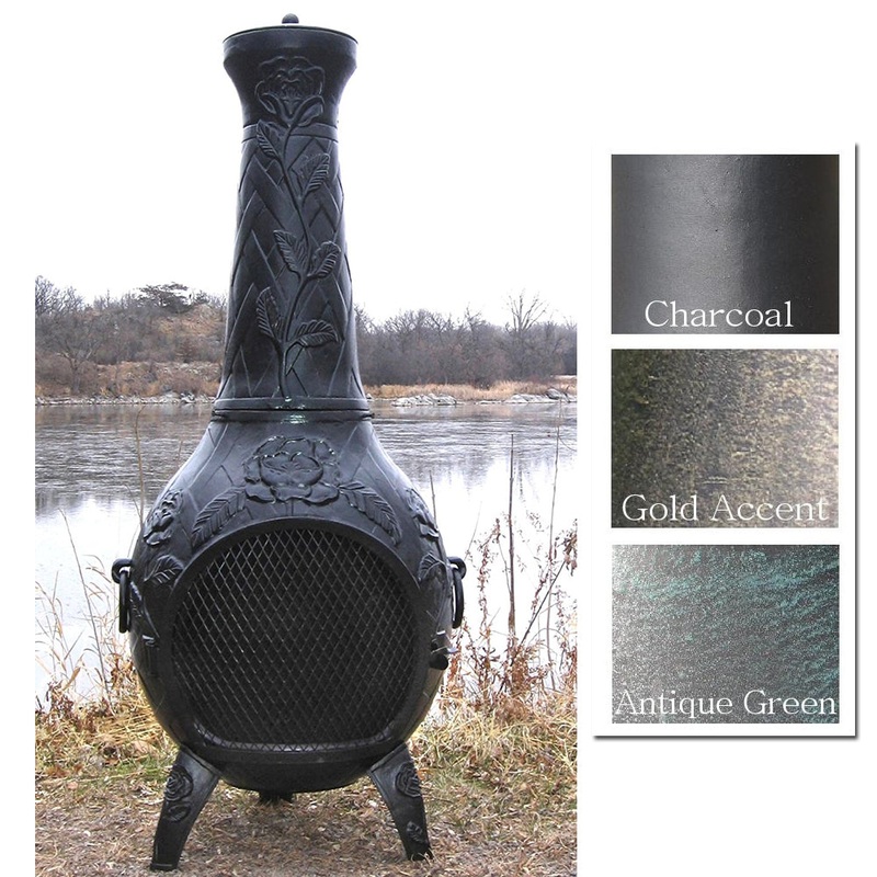 The Blue Rooster Rose Chiminea