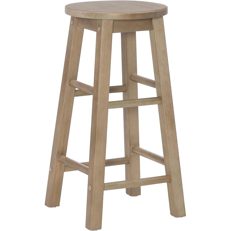 Zeke Grey Wash 24″ Counter Stool with round Seat Greywash Counter Height