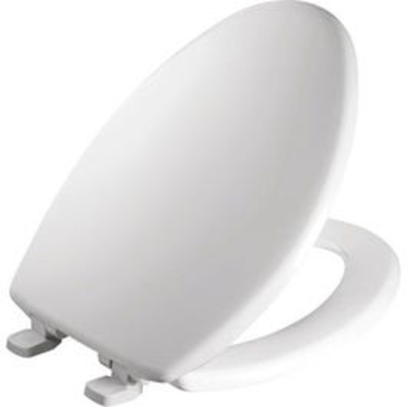 Toilet Seat, Elongated, Whisper Close, White Plastic