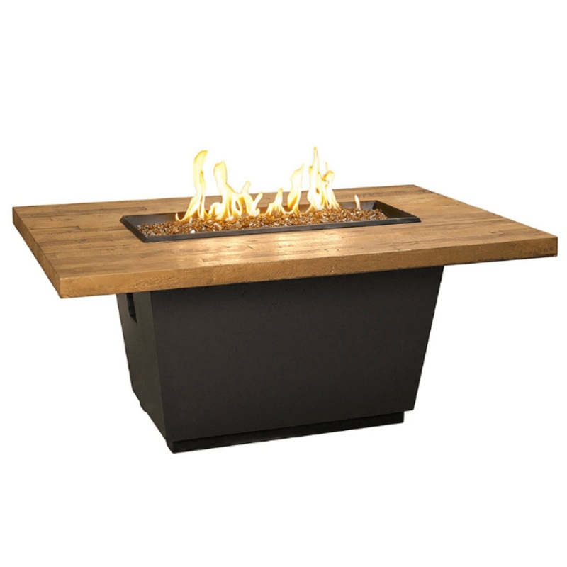 American Fyre Designs Cosmopolitan French Barrel Oak Rectangle Fire Table 635-BA-FO-M4xC Match Lit Natural Gas