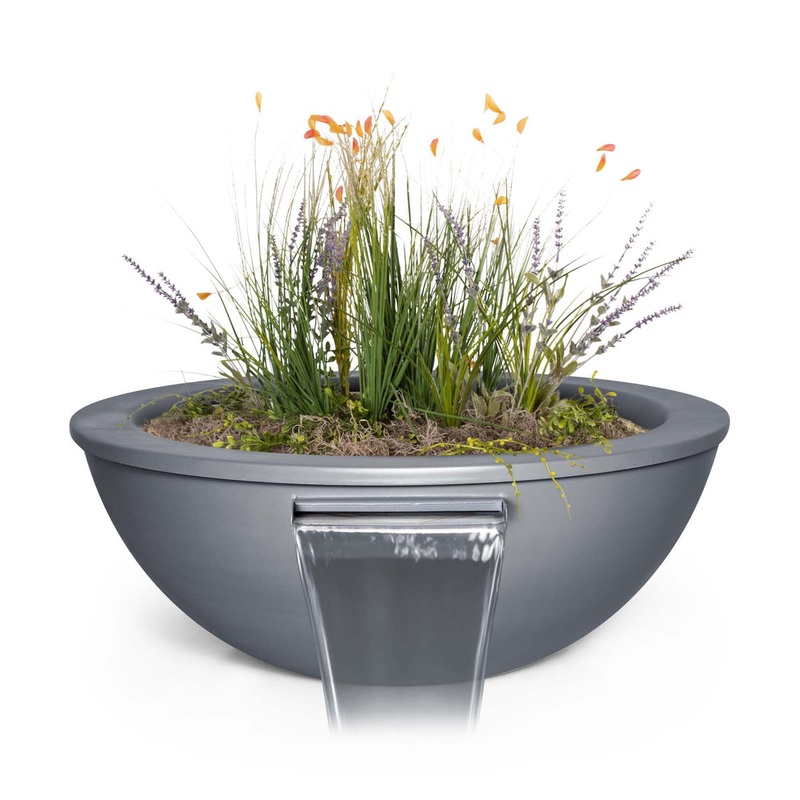 The Outdoor Plus – 48″ Round Sedona Planter & Water Bowl – Powder Coated Metal – OPT-48RPCPW