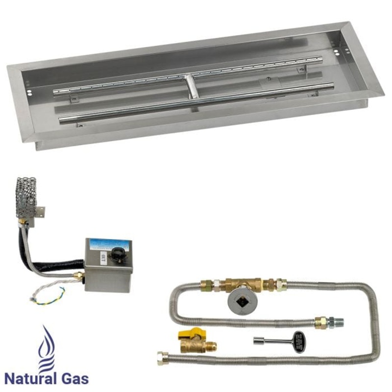 American Fire Glass SS-AFPPSIT-30 Rectangular Stainless Steel Drop-In Pan with S.I.T. System 30 x 10-Inch Natural Gas