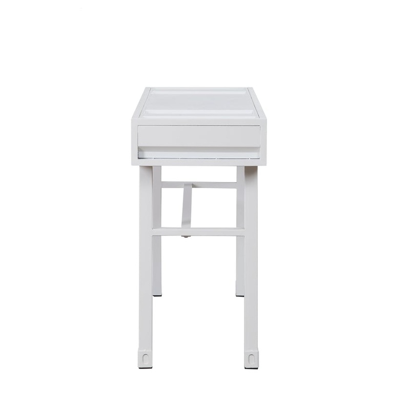 Industrial Style Metal And Wood 1 Drawer Vanity Desk, White