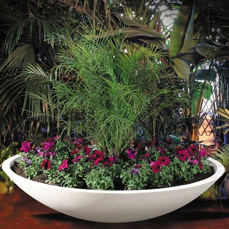 Wok Cast Stone Outdoor Planter