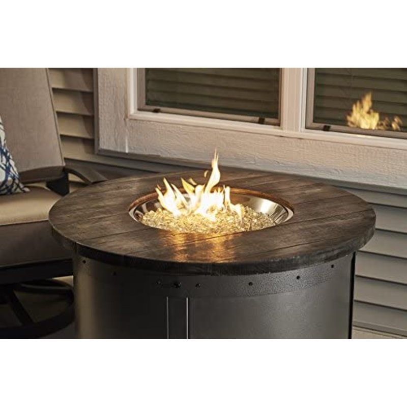 The Outdoor GreatRoom Company Edison 41-Inch Round Gas Fire Pit Table with 20-Inch Crystal Fire Burner – ED-20 Natural gas