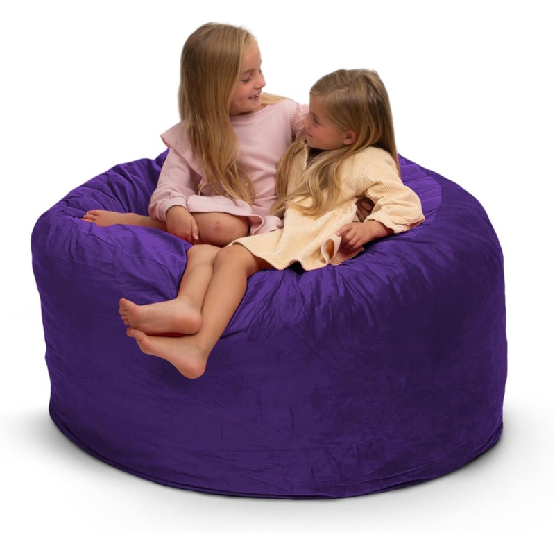 Ultimate Sack 4ft Bean Bag Chair, Oversized Indoor Comfy Lounger, Purple Suede