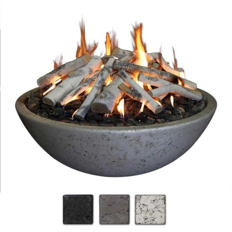 Grand Canyon FB4816-R 48-Inch Concrete Fire Bowl with Ring Burner Natural Gas Black